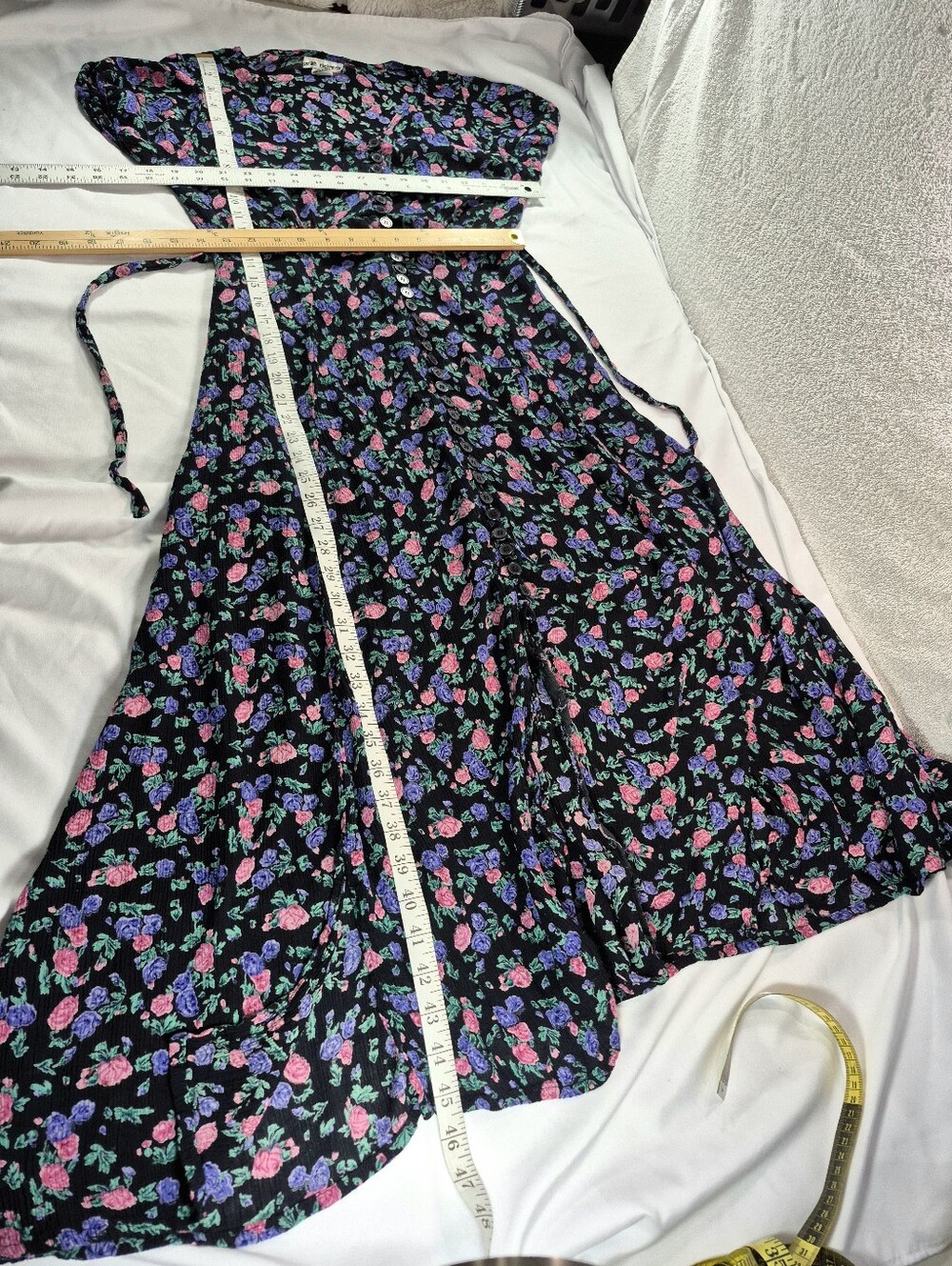 VTG Sarah Richards Floral Button Front Maxi Dress S. Cottagecore Fairycore Rare - Picture 6 of 9